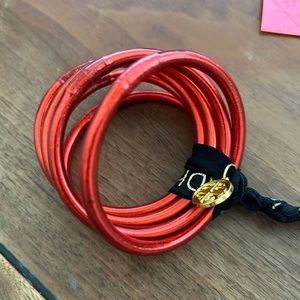 BudhaGirl crimson red bangle bracelets, one set (3 bangles total)